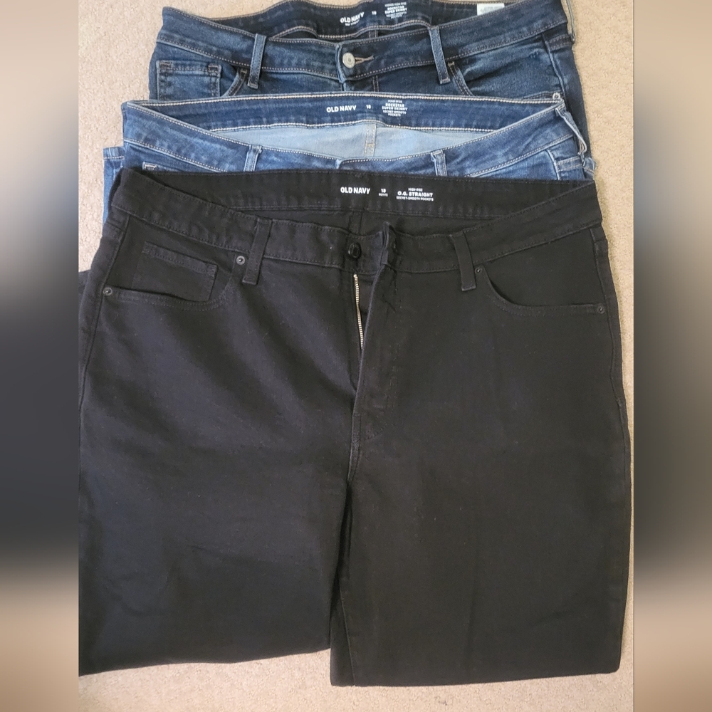Old Navy Black and Blue Jeans Bundle- 3 Pack Size 18P
